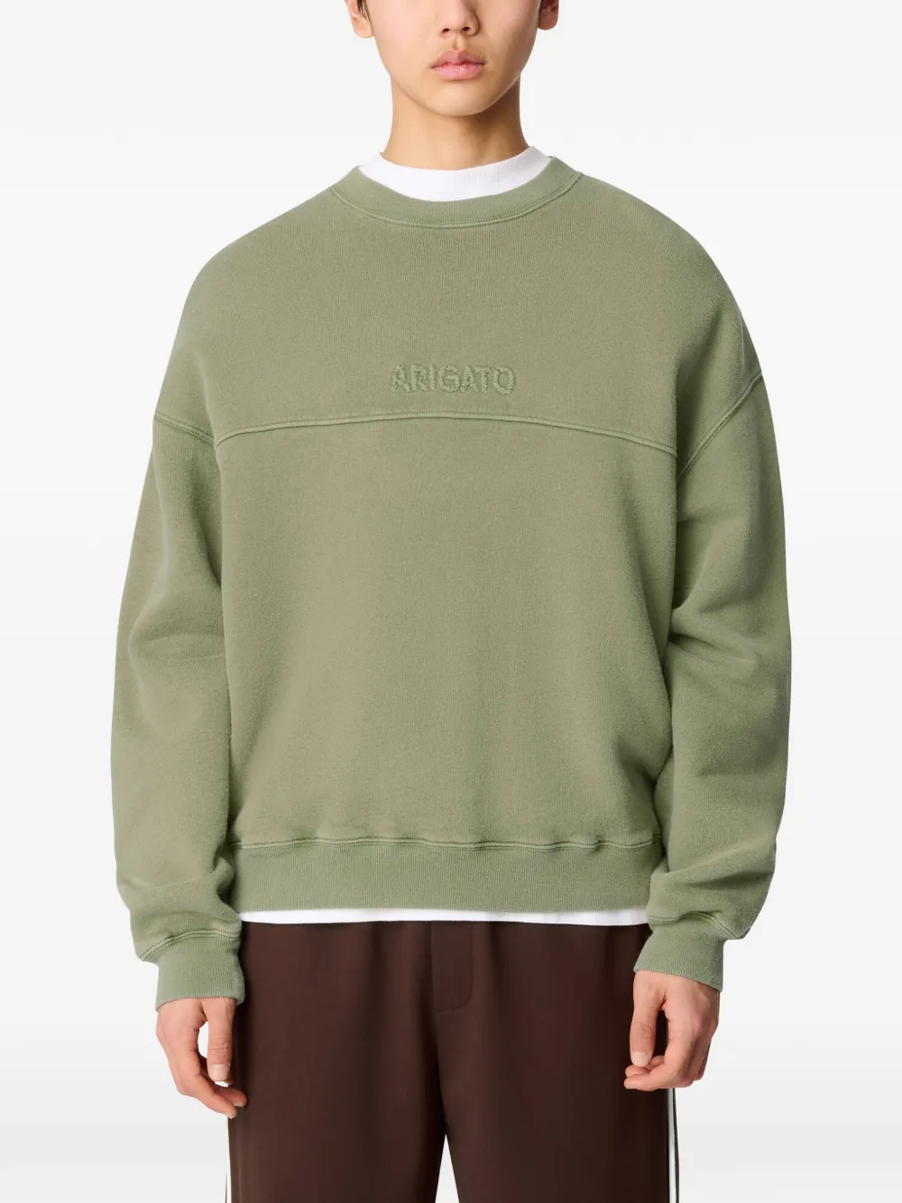 Bluza Axel Arigato Gens Logo-Embroidered Washed verde - imagine 3