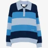 Bluza Axel Arigato Striped Polo-Collar albastru