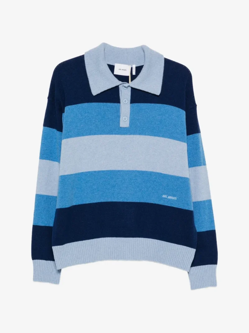 Bluza Axel Arigato Striped Polo-Collar albastru