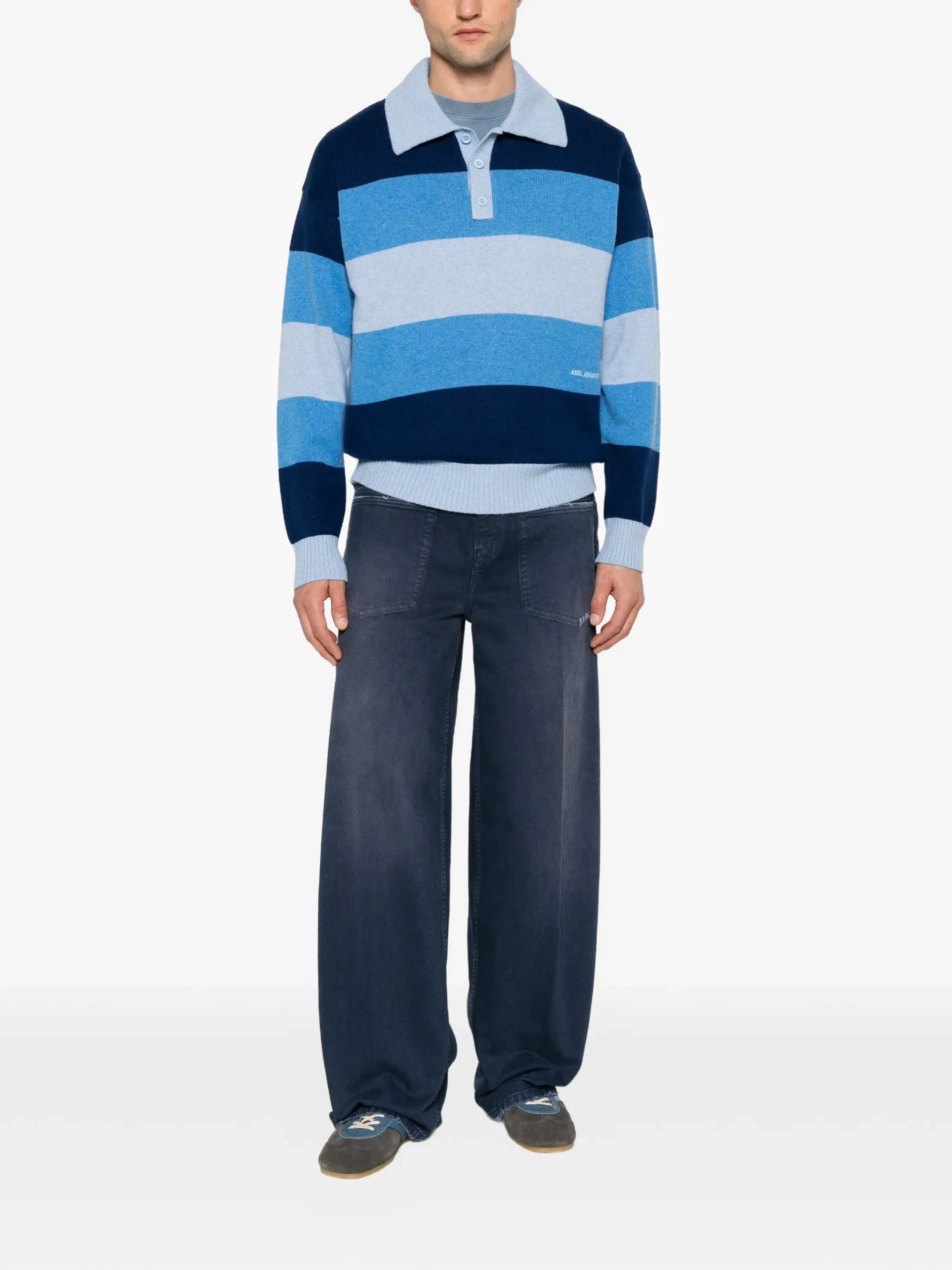 Bluza Axel Arigato Striped Polo-Collar albastru - imagine 4