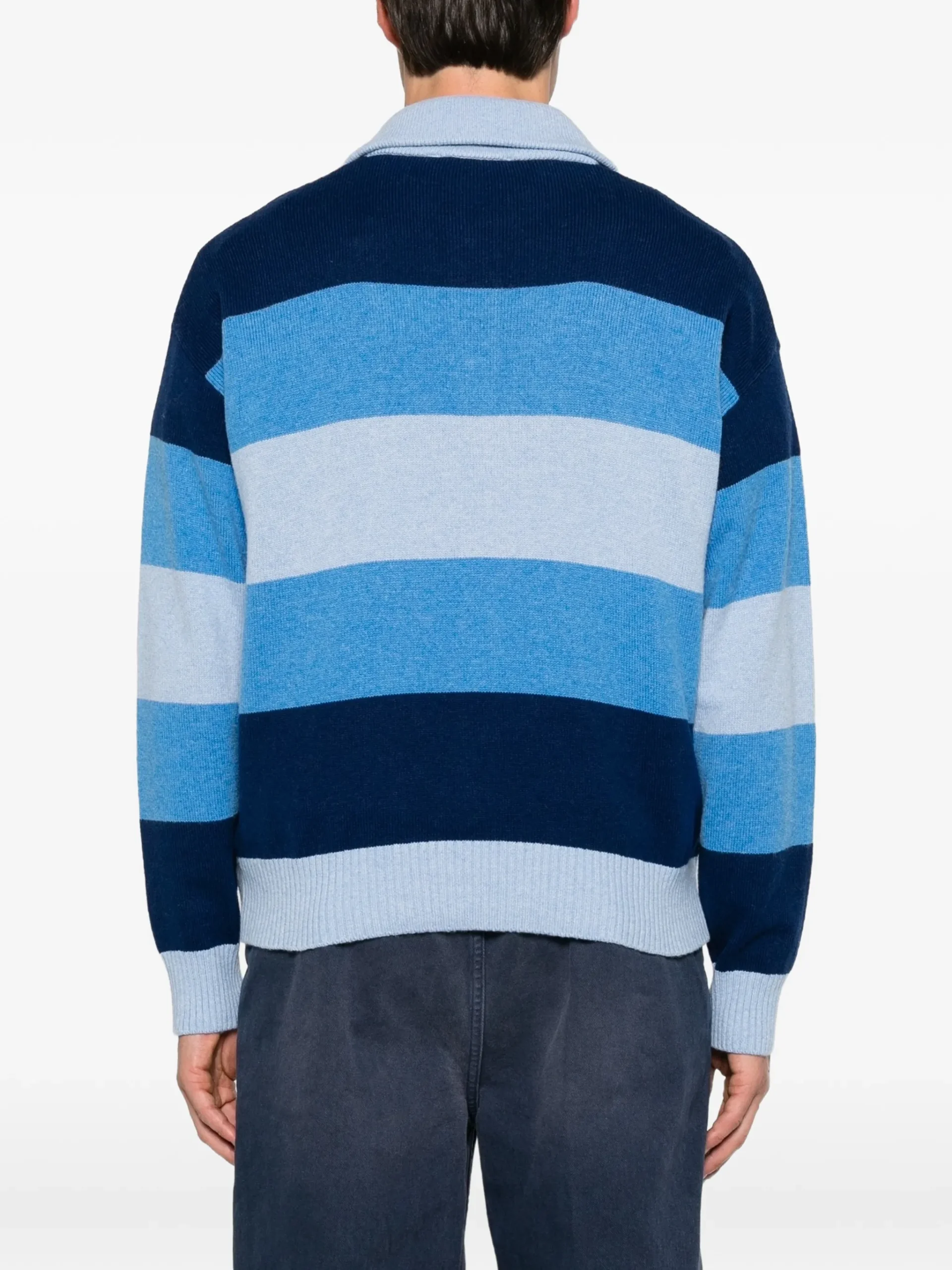 Bluza Axel Arigato Striped Polo-Collar albastru - imagine 2