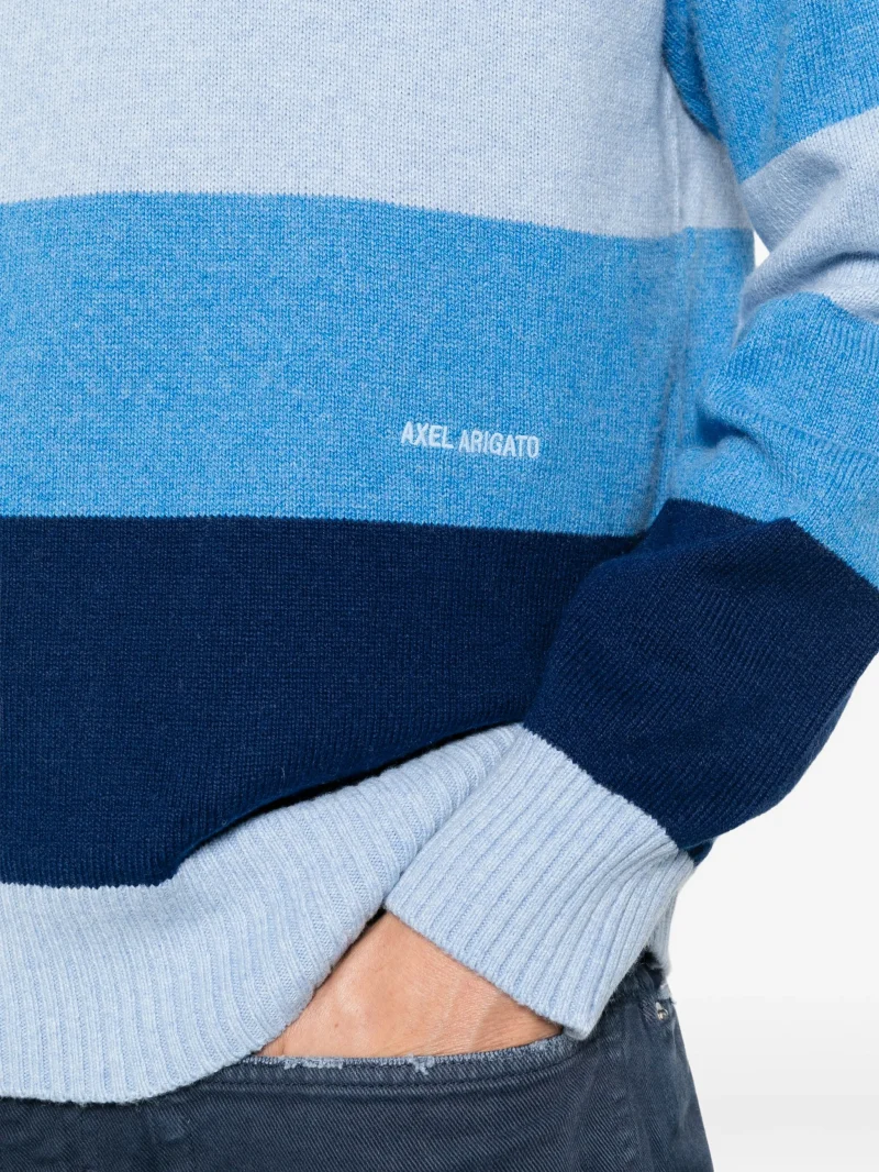 Bluza Axel Arigato Striped Polo-Collar albastru - imagine 5
