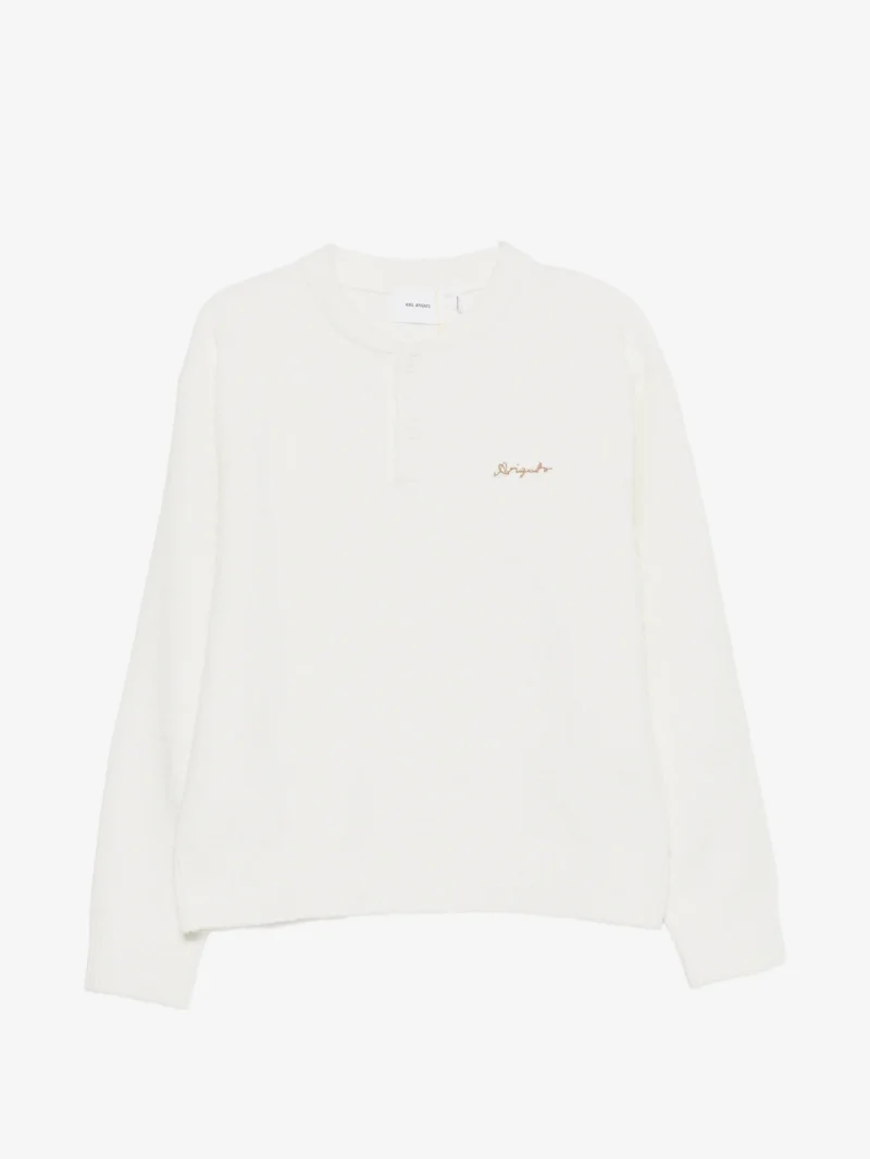 Pulover Axel Arigato Tag Embroidered-Logo Boucle ecru
