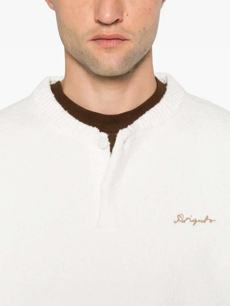 Pulover Axel Arigato Tag Embroidered-Logo Boucle ecru - imagine 5