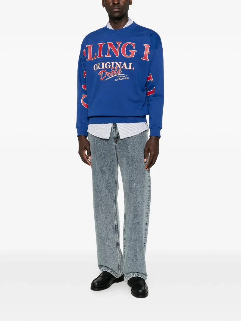 Bluza Drole De Monsieur slogan-print albastru