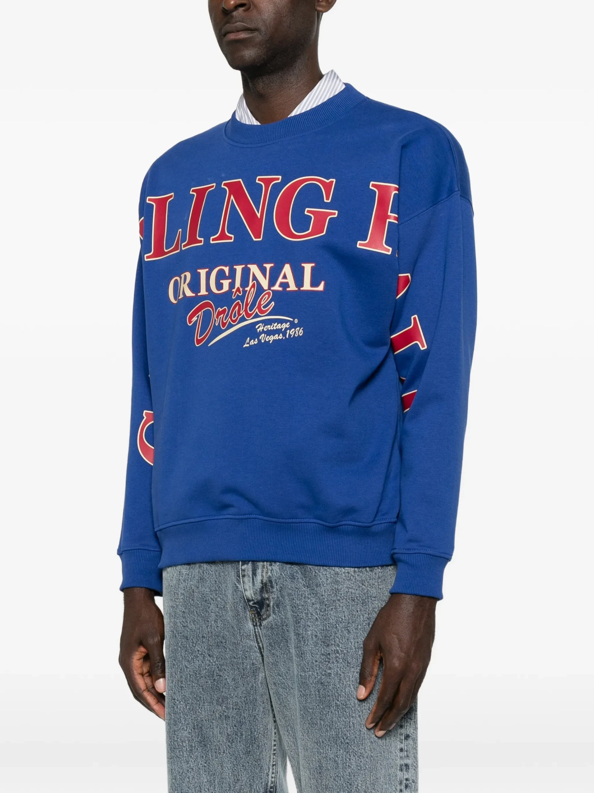 Bluza Drole De Monsieur slogan-print albastru - imagine 2