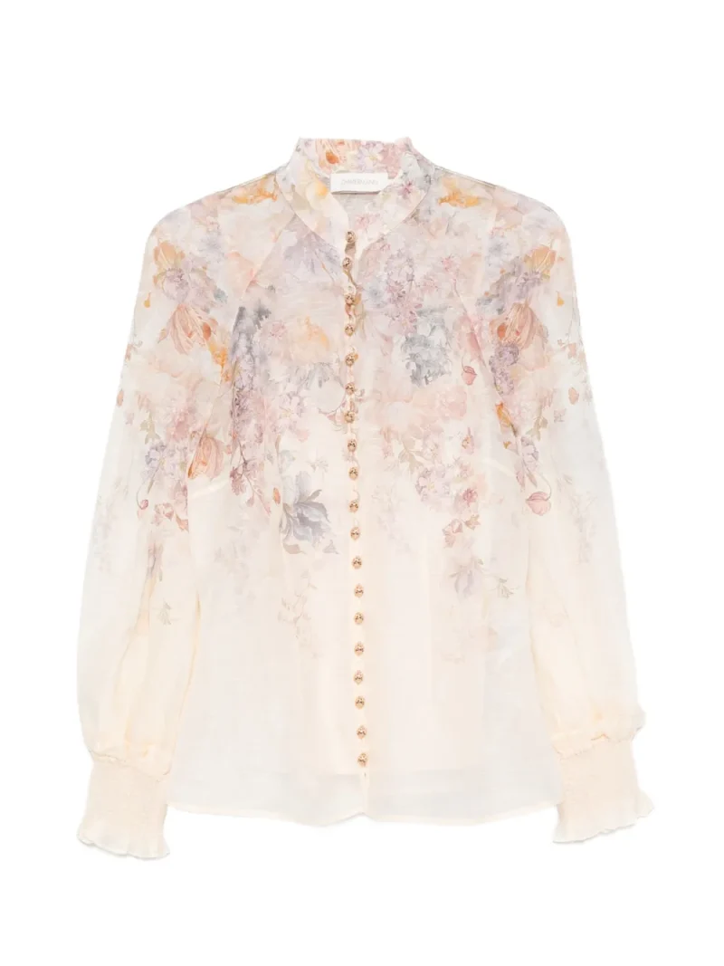 Bluza Zimmermann Floral-Print Silk-Blend bej