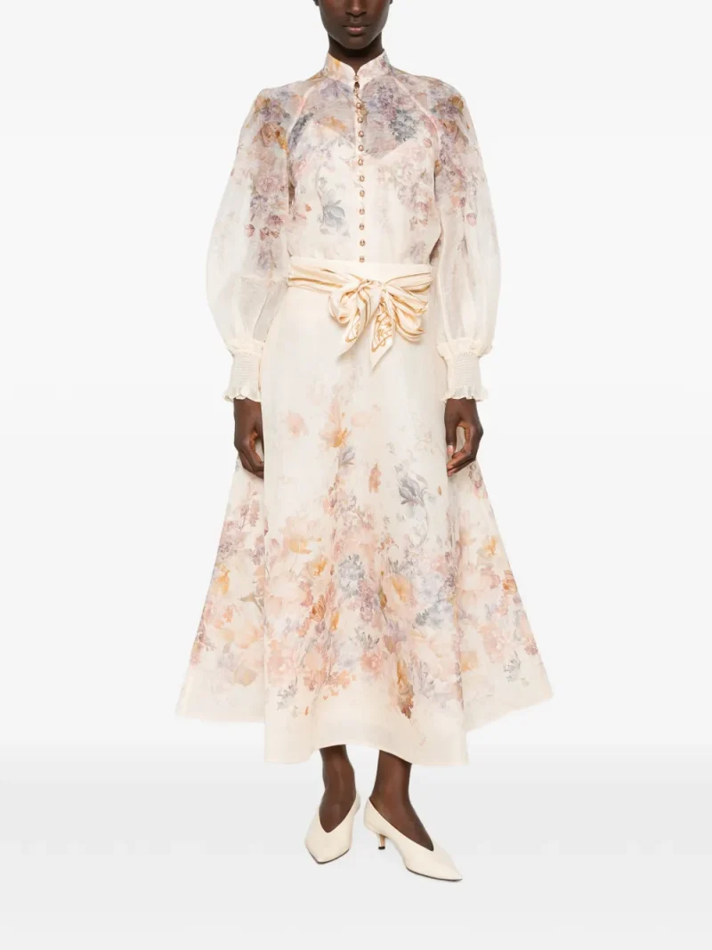 Bluza Zimmermann Floral-Print Silk-Blend bej - imagine 4