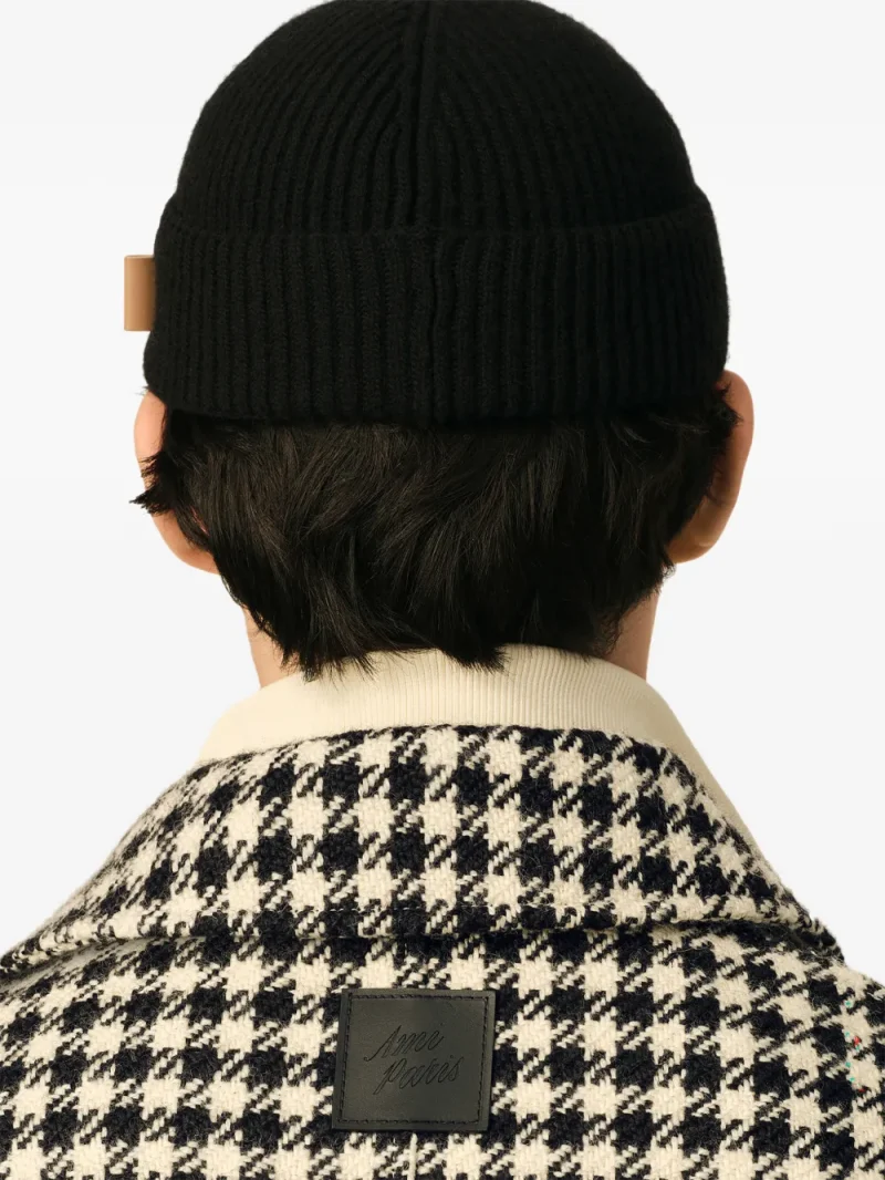 Alternative view of Caciula Ami Paris Leather-Label Wool negru