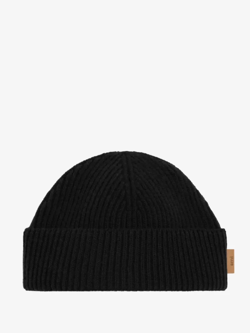 Caciula Ami Paris Leather-Label Wool negru
