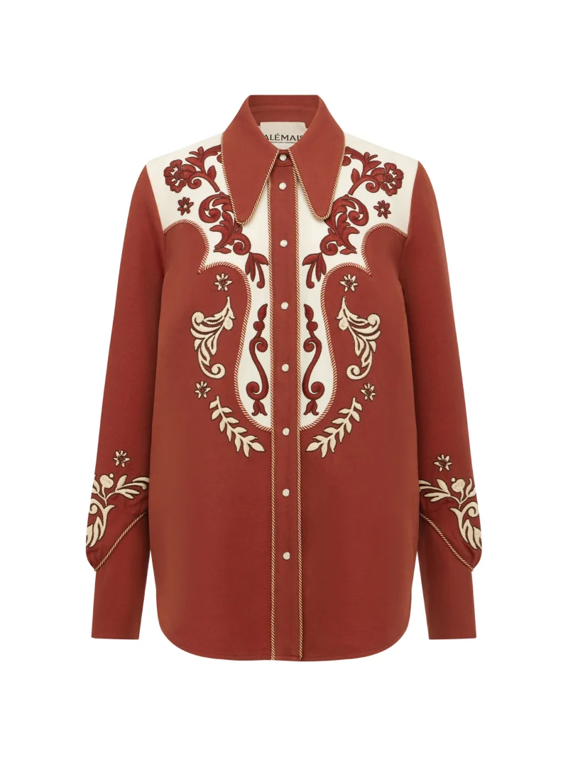 Camasa Alemais Duke Embroidered portocaliu