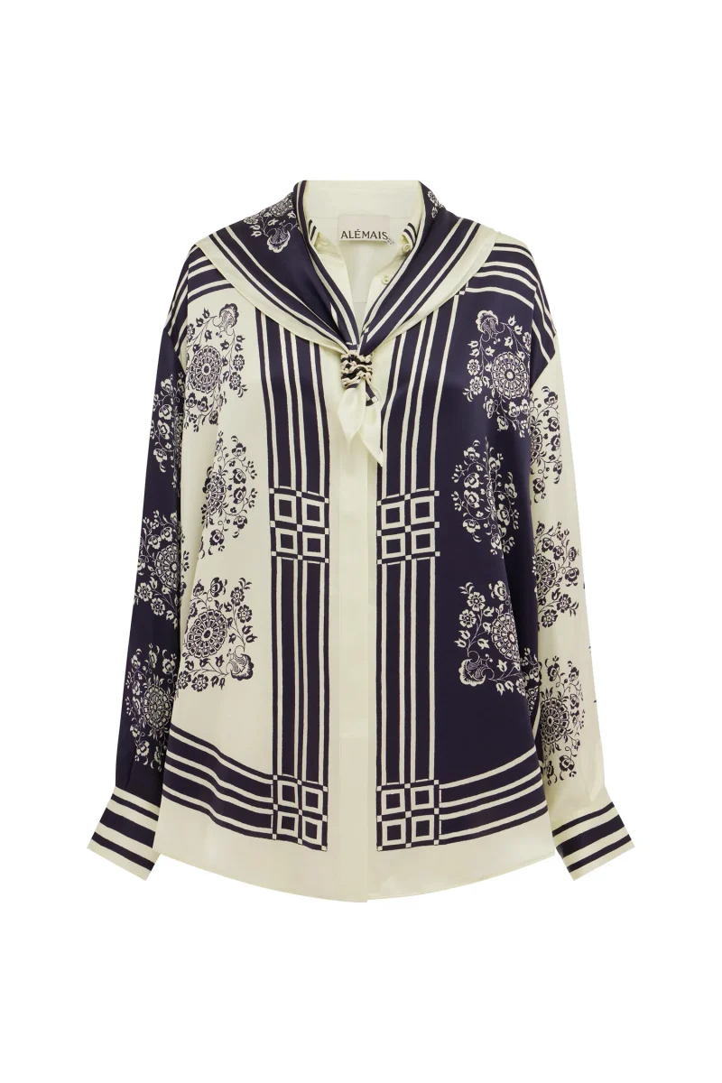 Camasa Alemais Banderra Scarf Silk bleumarin