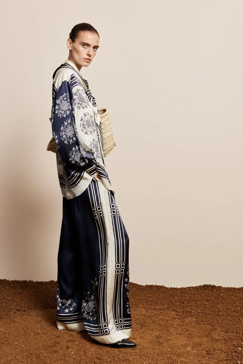 Camasa Alemais Banderra Scarf Silk bleumarin - imagine 3