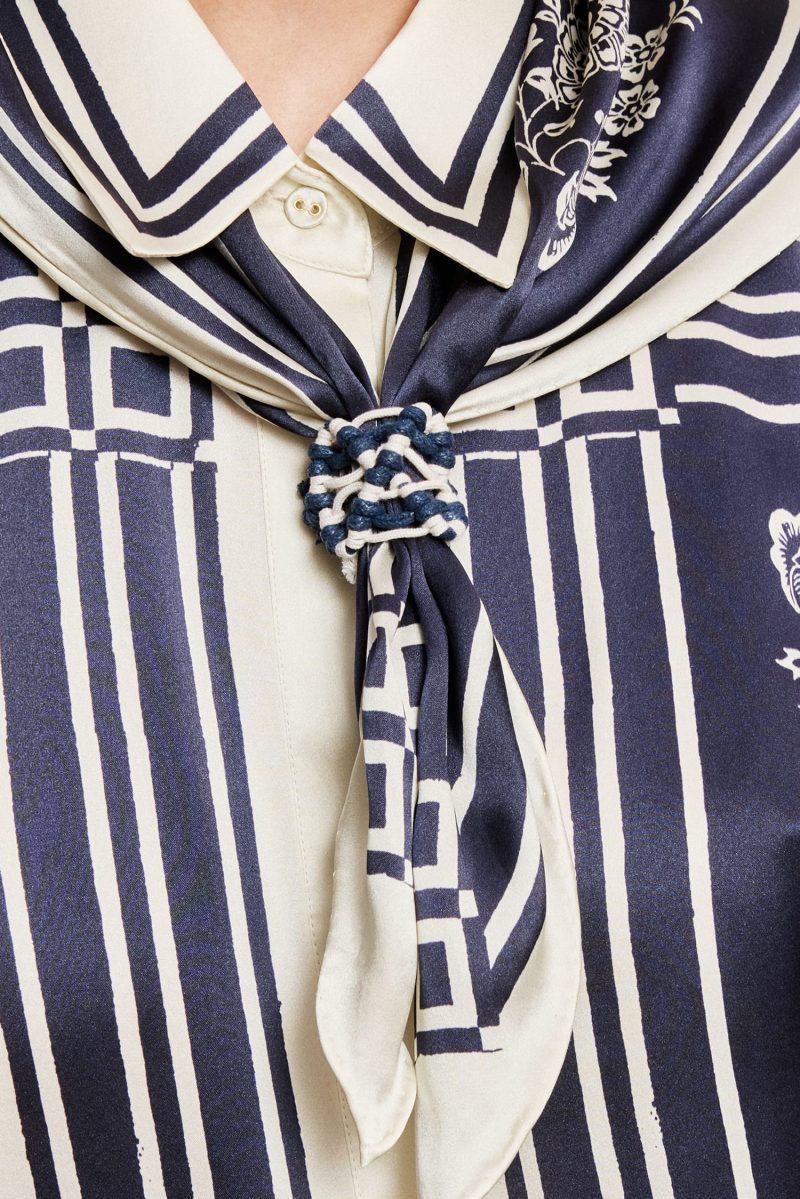 Camasa Alemais Banderra Scarf Silk bleumarin - imagine 5