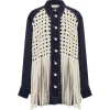 Camasa Alemais Fringe-Trim Woven-Panel bleumarin