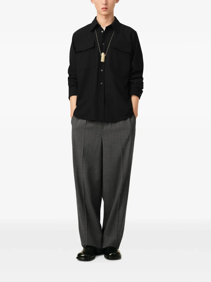 Camasa Ami Paris Black Wool Long-Sleeved Classic negru - imagine 4