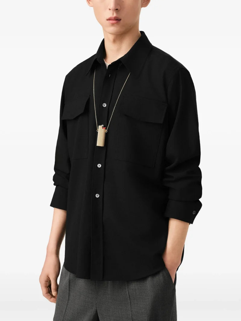 Camasa Ami Paris Black Wool Long-Sleeved Classic negru - imagine 3