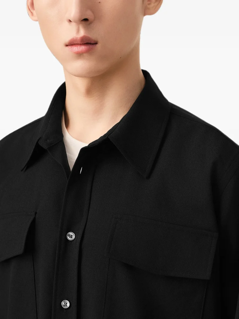 Camasa Ami Paris Black Wool Long-Sleeved Classic negru - imagine 6