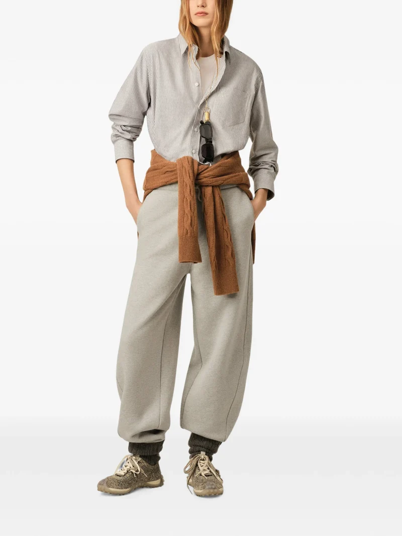 Camasa Ami Paris Cropped Striped Embossed Ami de Coeur alb - imagine 4