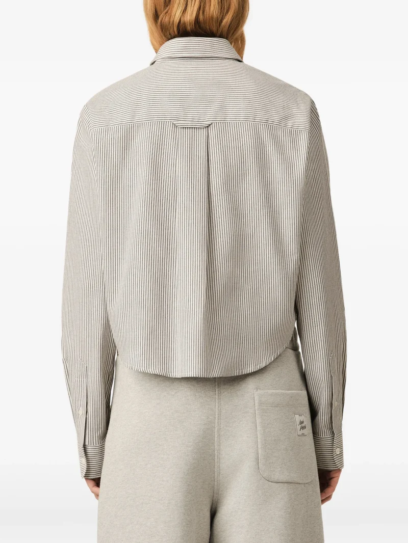 Alternative view of Camasa Ami Paris Cropped Striped Embossed Ami de Coeur alb