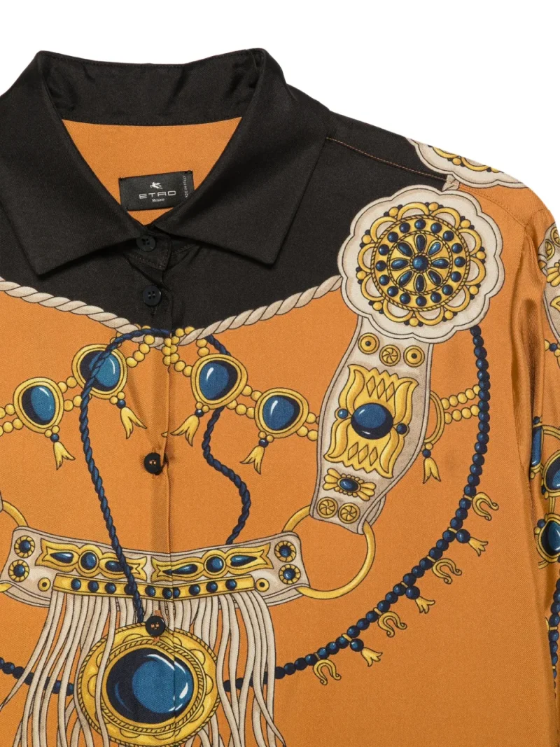Camasa ETRO Jewellery-Print Silk portocaliu - imagine 3