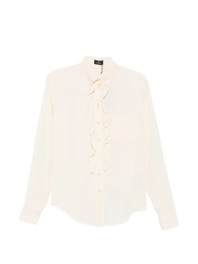 Camasa ETRO Ruffled Paisley-Jacquard ecru