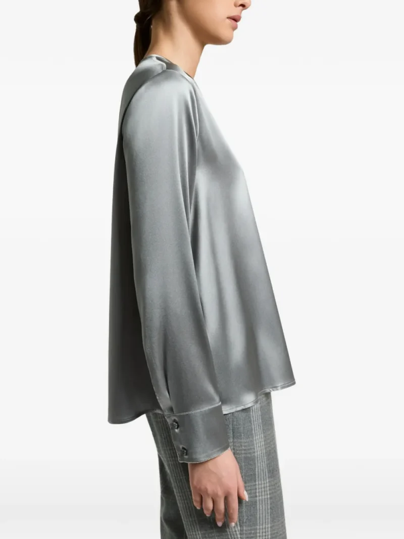 Camasa Peserico Satin-Finish Long-Sleeved gri - imagine 3