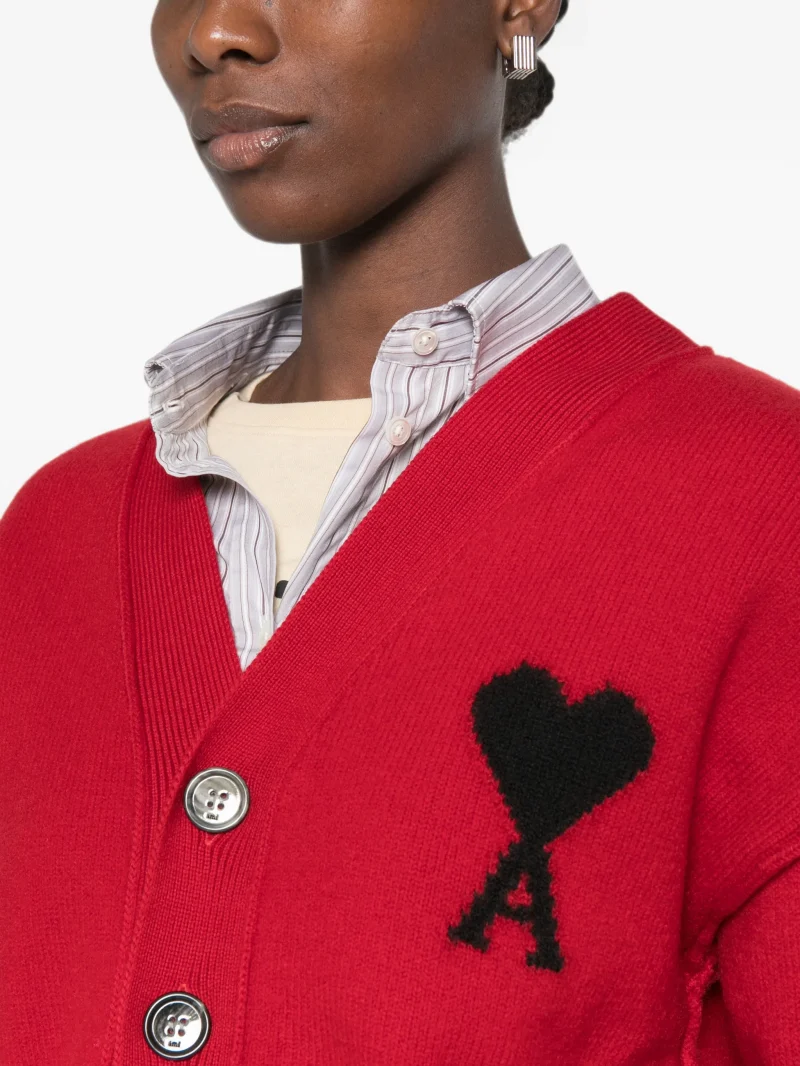Cardigan Ami Paris Ami de Coeur rosu - imagine 5