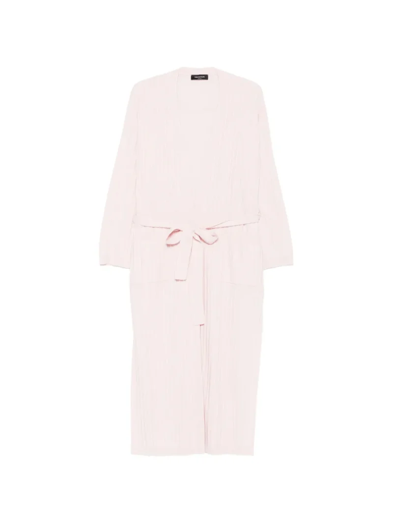 Cardigan Fabiana Filippi Belted Ribbed-Knit roz