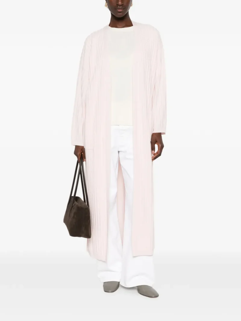 Cardigan Fabiana Filippi Belted Ribbed-Knit roz - imagine 4
