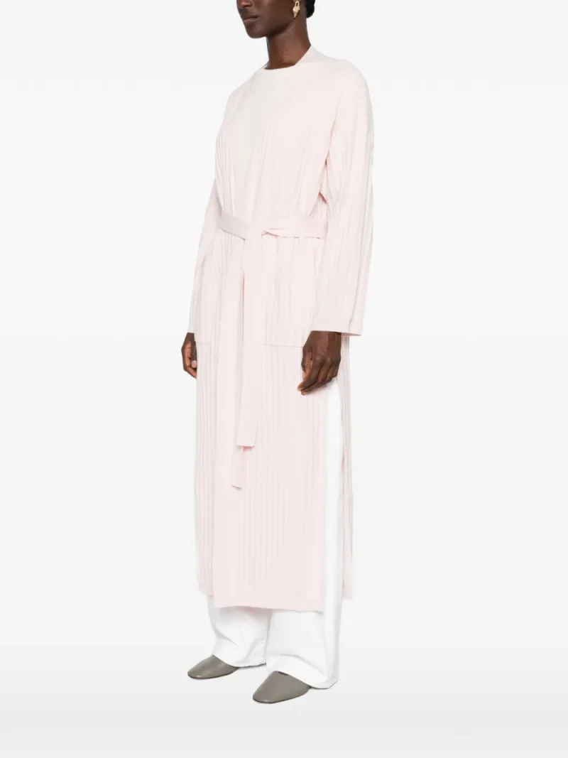 Cardigan Fabiana Filippi Belted Ribbed-Knit roz - imagine 3