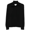 Cardigan Lisa Yang Denie Button-up Sailor-Collar negru