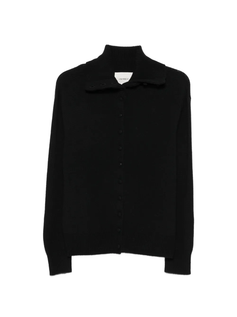 Cardigan Lisa Yang Denie Button-up Sailor-Collar negru