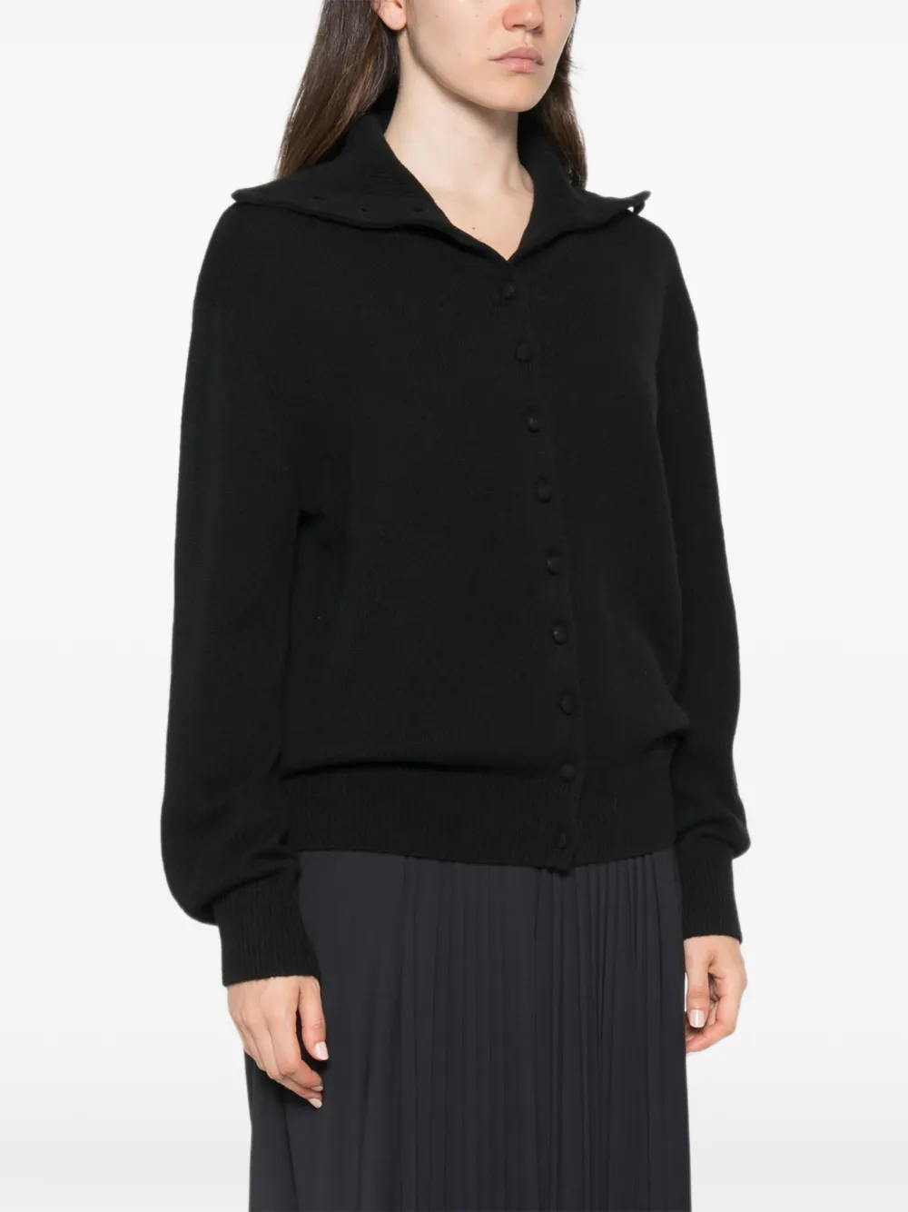 Cardigan Lisa Yang Denie Button-up Sailor-Collar negru - imagine 3