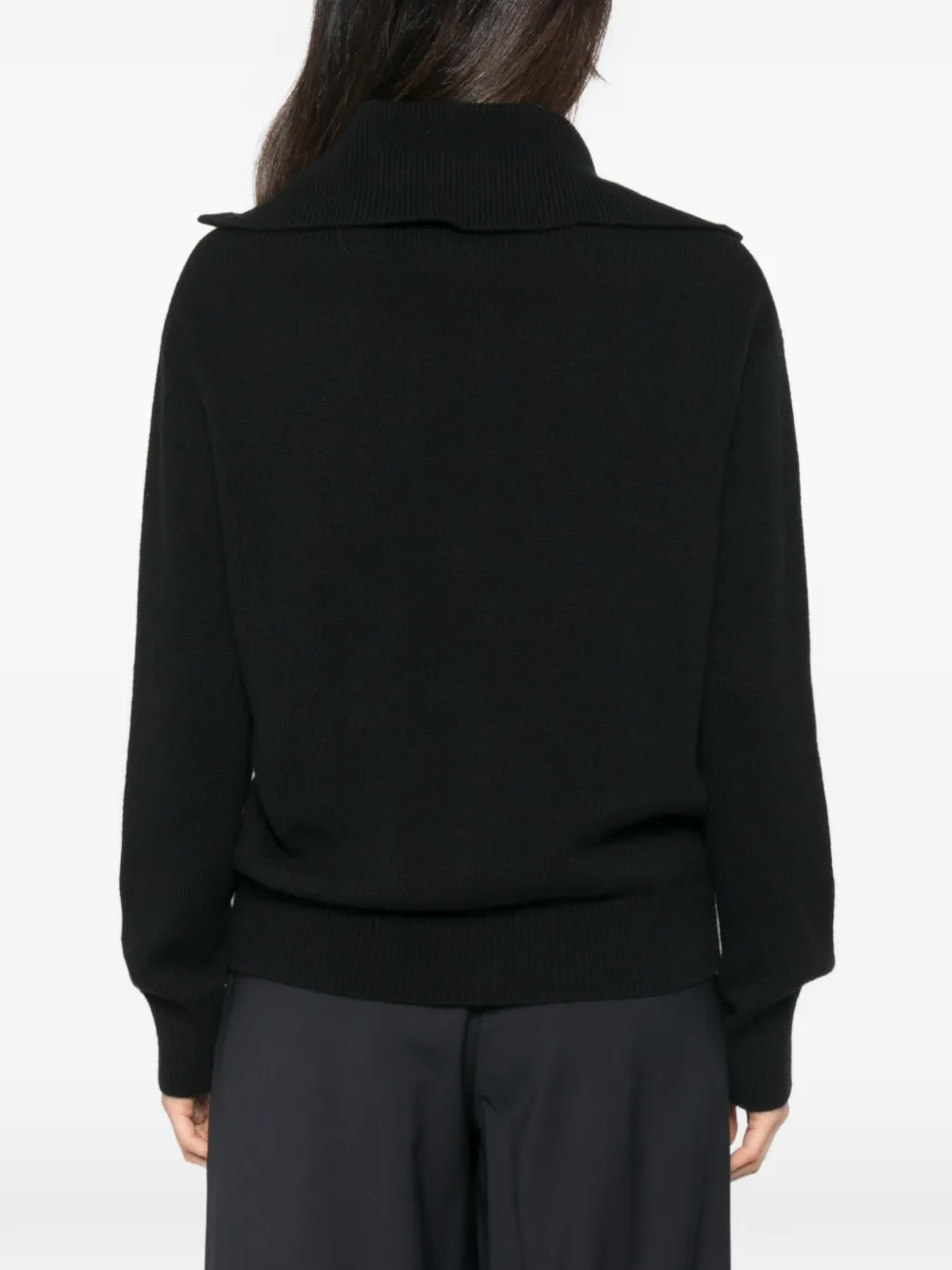 Cardigan Lisa Yang Denie Button-up Sailor-Collar negru - imagine 2