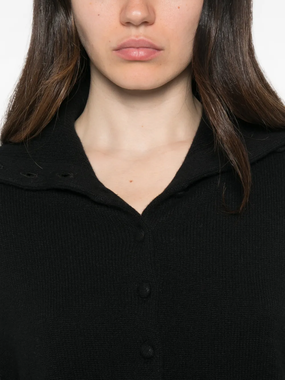 Cardigan Lisa Yang Denie Button-up Sailor-Collar negru - imagine 5