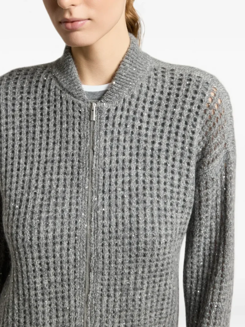 Cardigan Peserico Open-Knit gri - imagine 5