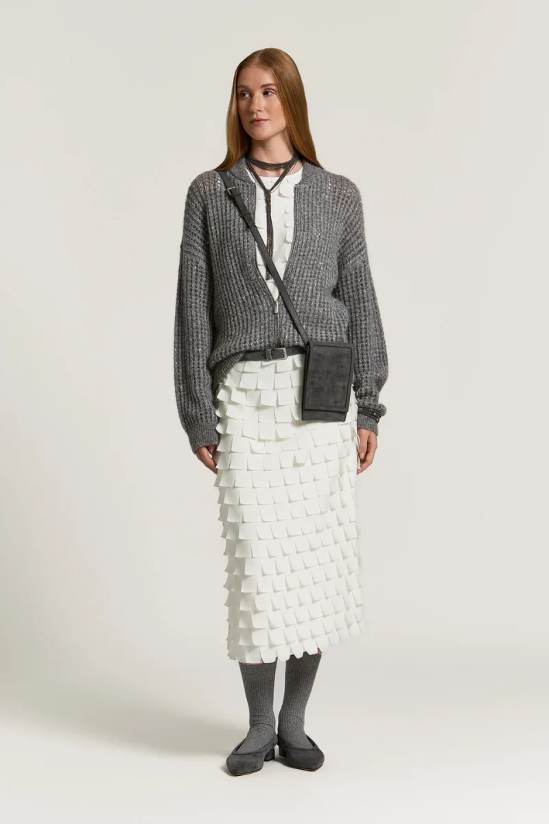 Cardigan Peserico Open-Knit gri - imagine 4