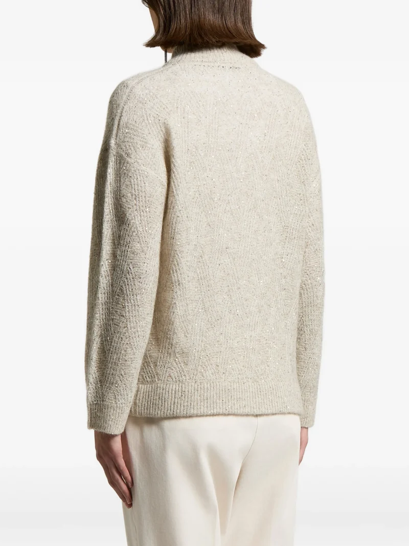 Alternative view of Cardigan Peserico Sequin-Embellished Chevron-Knit bej