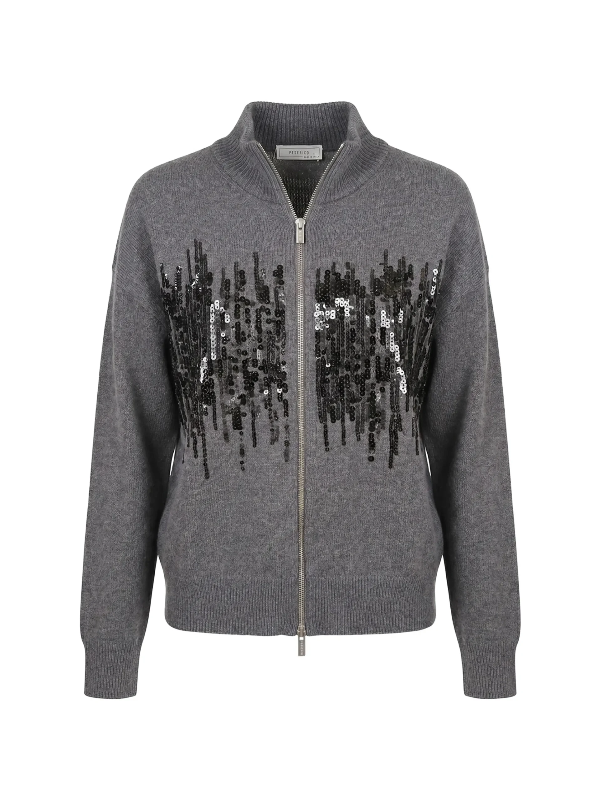 Cardigan Peserico Sequin-Embellished Zip-Up gri