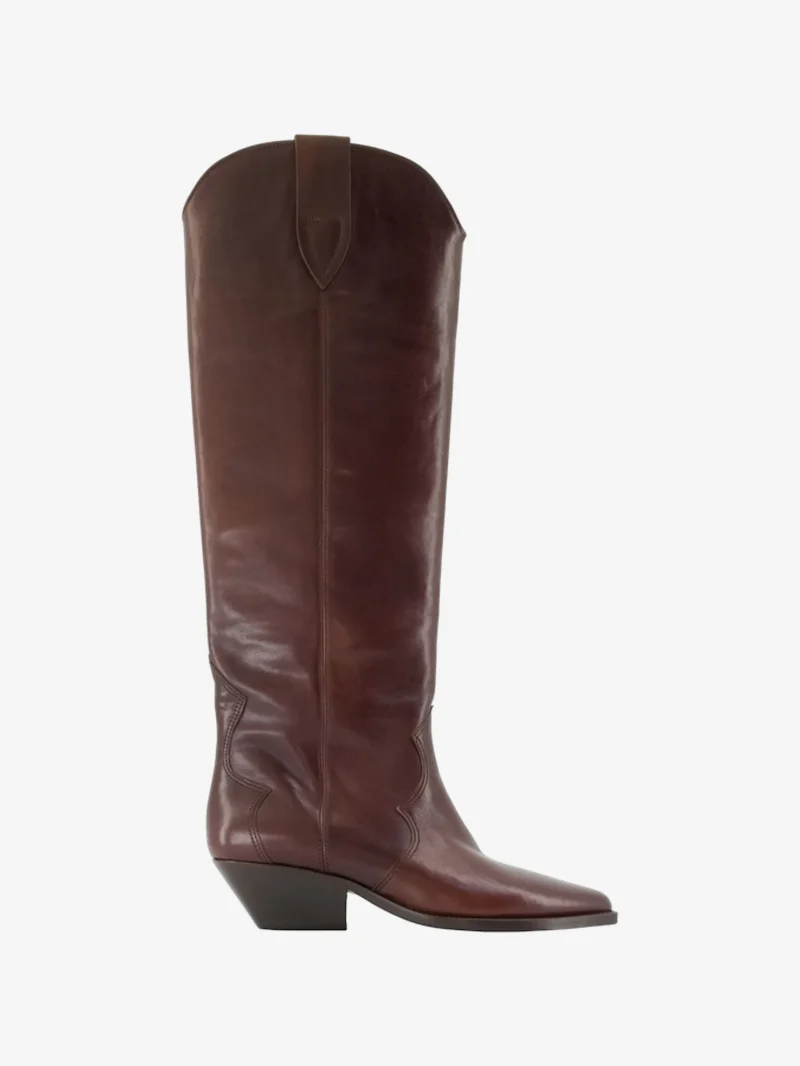 Cizme Isabel Marant Denvee Leather Cowboy maro