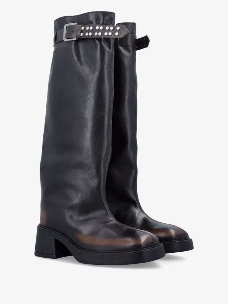 Cizme MIISTA Buckle-Fastening Studded maro - imagine 3