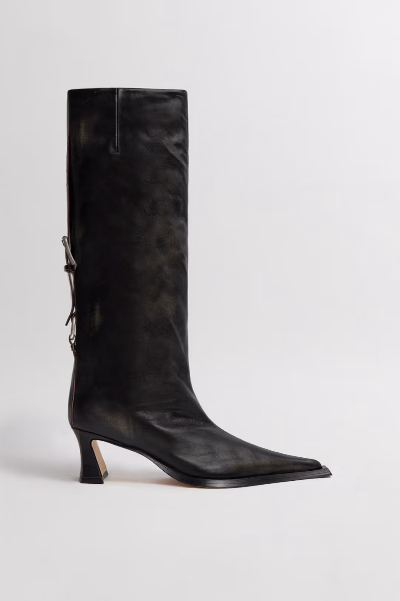 Cizme MIISTA Charlene Boots Black Brush Off Leather negru