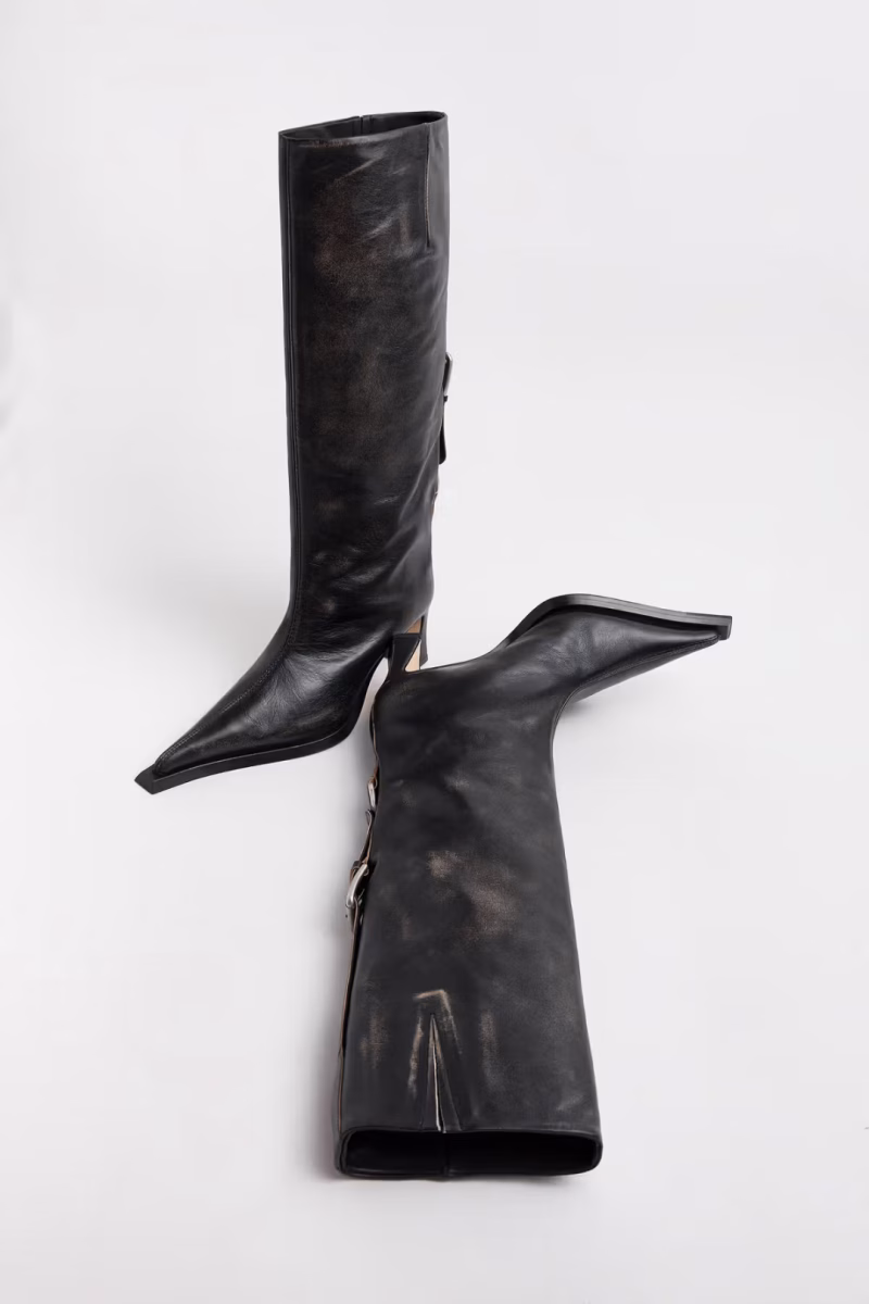 Alternative view of Cizme MIISTA Charlene Boots Black Brush Off Leather negru