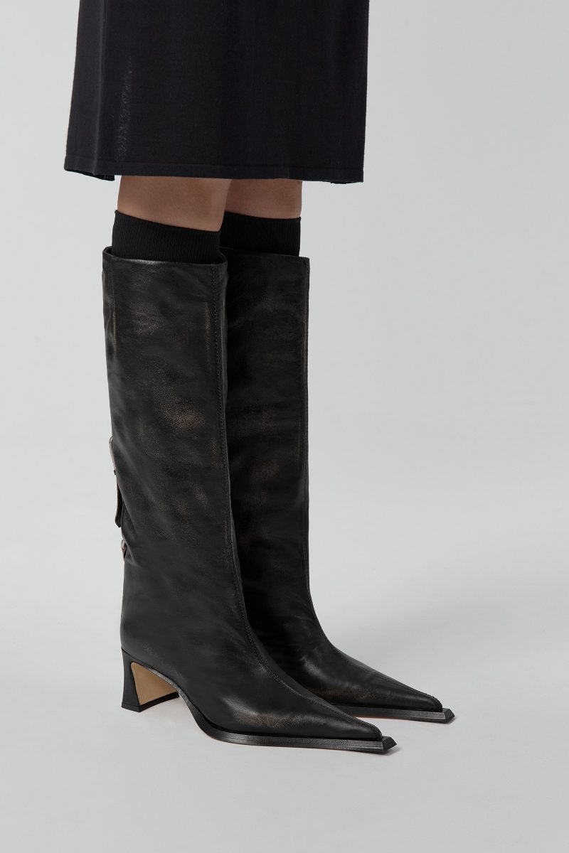 Cizme MIISTA Charlene Boots Black Brush Off Leather negru - imagine 5
