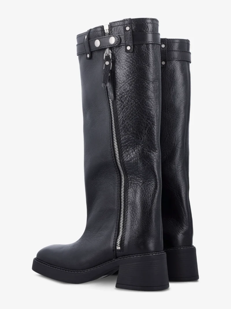 Alternative view of Cizme Miista Izolda Buckled Zip-up Calf Leather negru