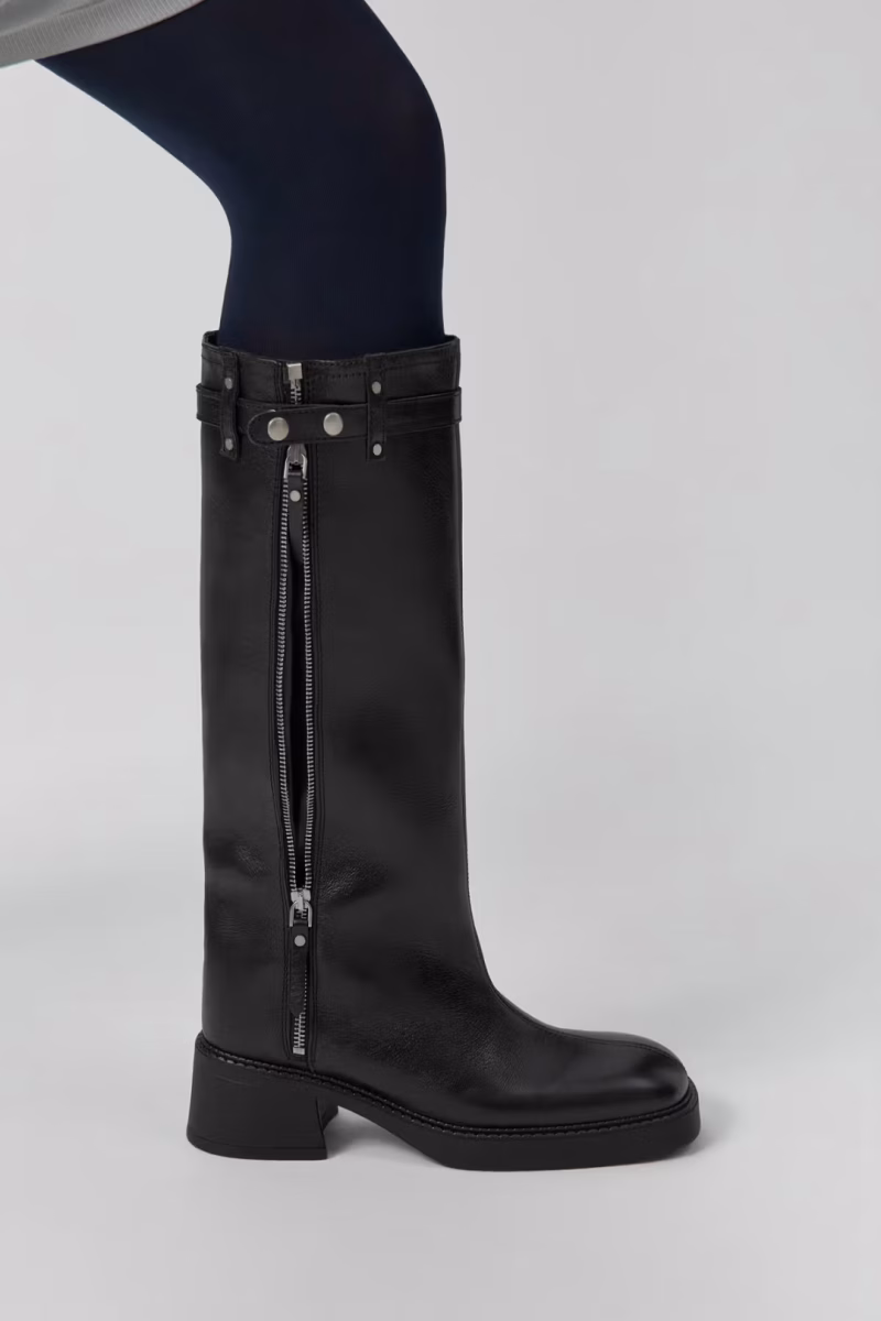 Cizme Miista Izolda Buckled Zip-up Calf Leather negru - imagine 4