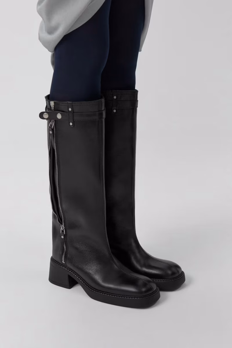 Cizme Miista Izolda Buckled Zip-up Calf Leather negru - imagine 6