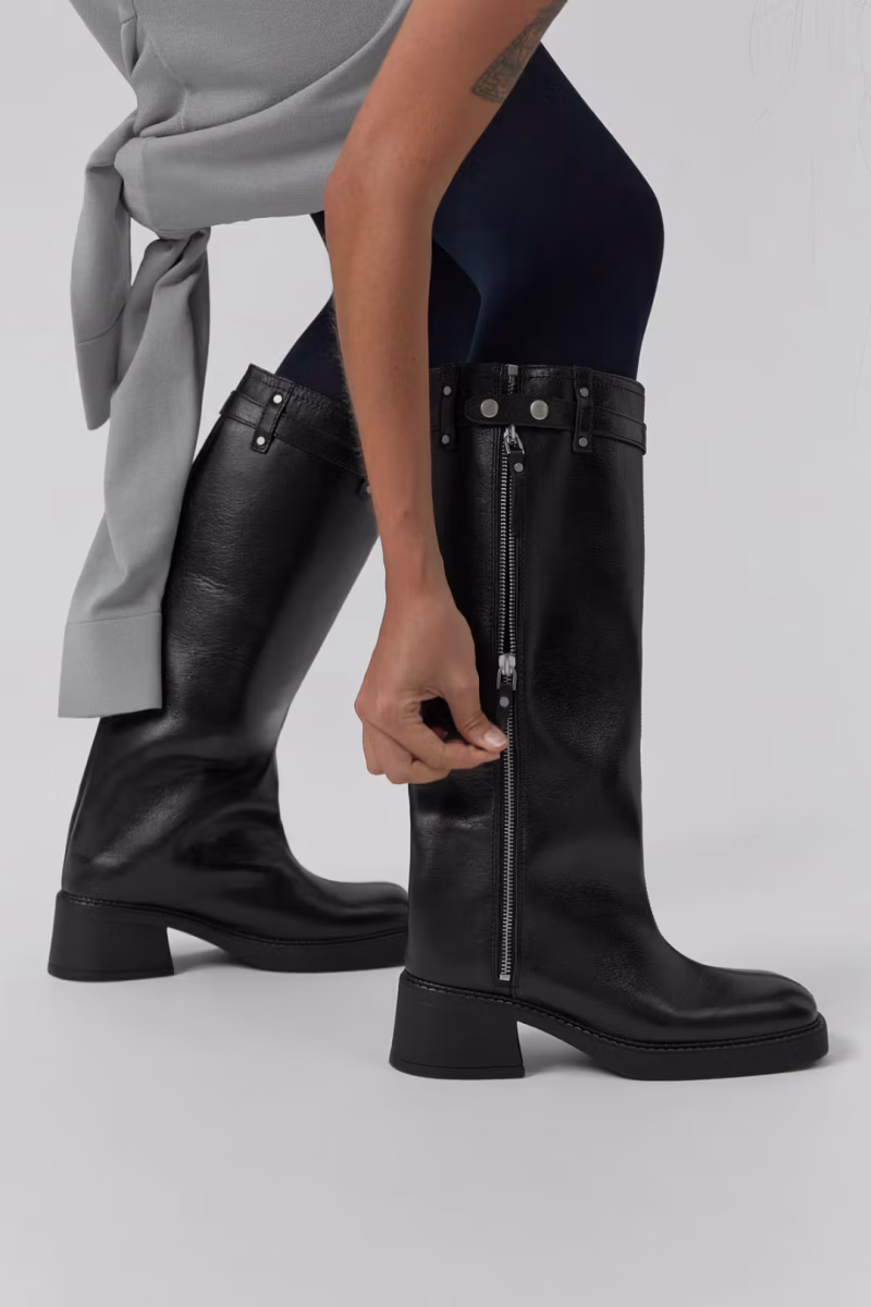 Cizme Miista Izolda Buckled Zip-up Calf Leather negru - imagine 5