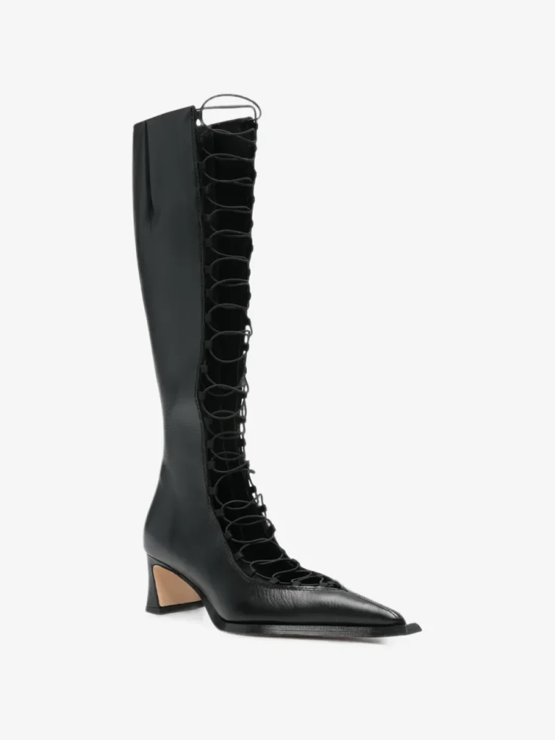Cizme Miista Melinda Lace-Up Pointed-Toe negru